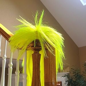 Neon Yellow WIG Lemon Zinger Wig costume. Long, spiky,